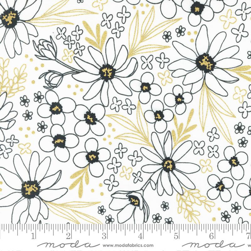 Gilded Quilt Fabric - Metallic Floral with Gold - 11531 21M