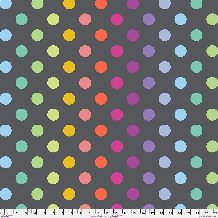 60" Graywork Minky by Tula Pink - Disco Poms Dots in Shadow Gray - MKTP011.SHADOW - 100% POLYESTER