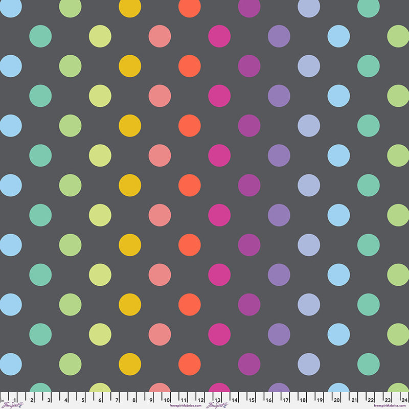 60" Graywork Minky by Tula Pink - Disco Poms Dots in Shadow Gray - MKTP011.SHADOW - 100% POLYESTER
