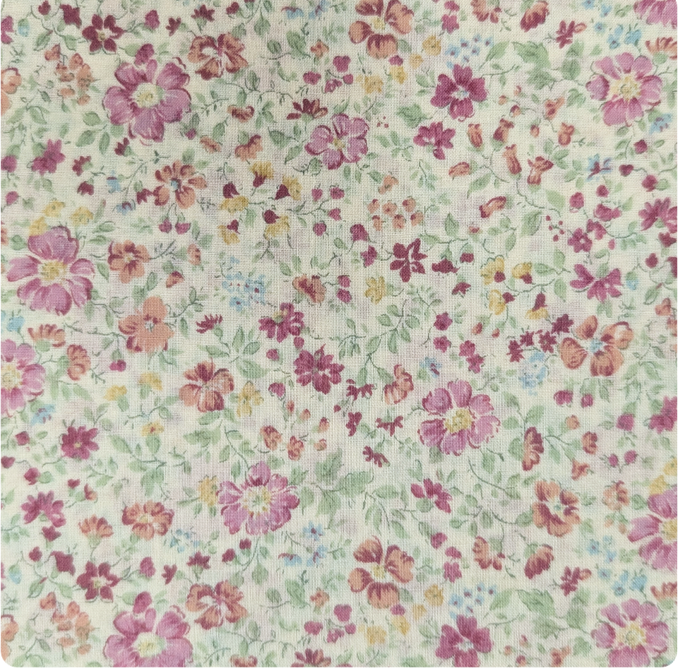 Japanese Imported Quilt Fabric - Pink Floral on Cream - 6117 D3-1