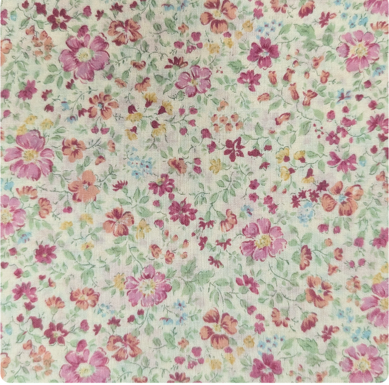 Japanese Imported Quilt Fabric - Pink Floral on Cream - 6117 D3-1
