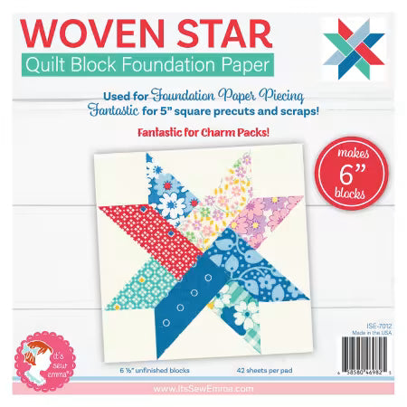 6" Woven Star Quilt Block Foundation Paper - ISE-7012