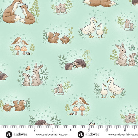 Little Ones Quilt Fabric - Hugs in Teal - MU-189-T