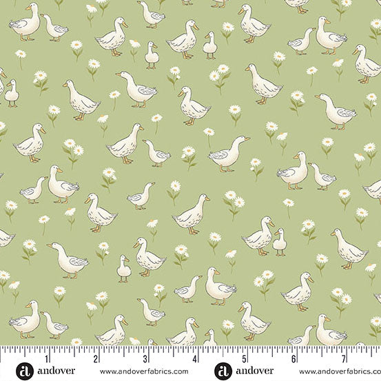 Little Ones Quilt Fabric - Ducks in Green- MU-190-G