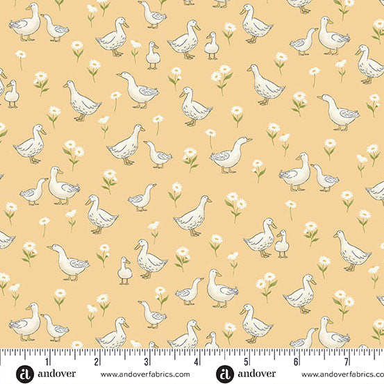 Little Ones Quilt Fabric - Ducks in Yellow- MU-190-Y