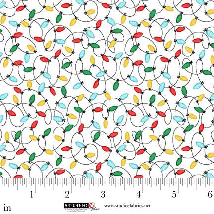 Merry Woofmas Quilt Fabric - Christmas Lights in Multi - 8360-08