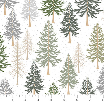 Snowfall Quilt Fabric - Trees in White - 91029M-10