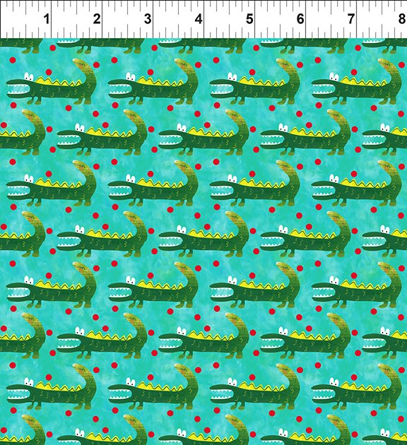 ABC's of Color Quilt Fabric - Alligators in Teal - 6JHW 1
