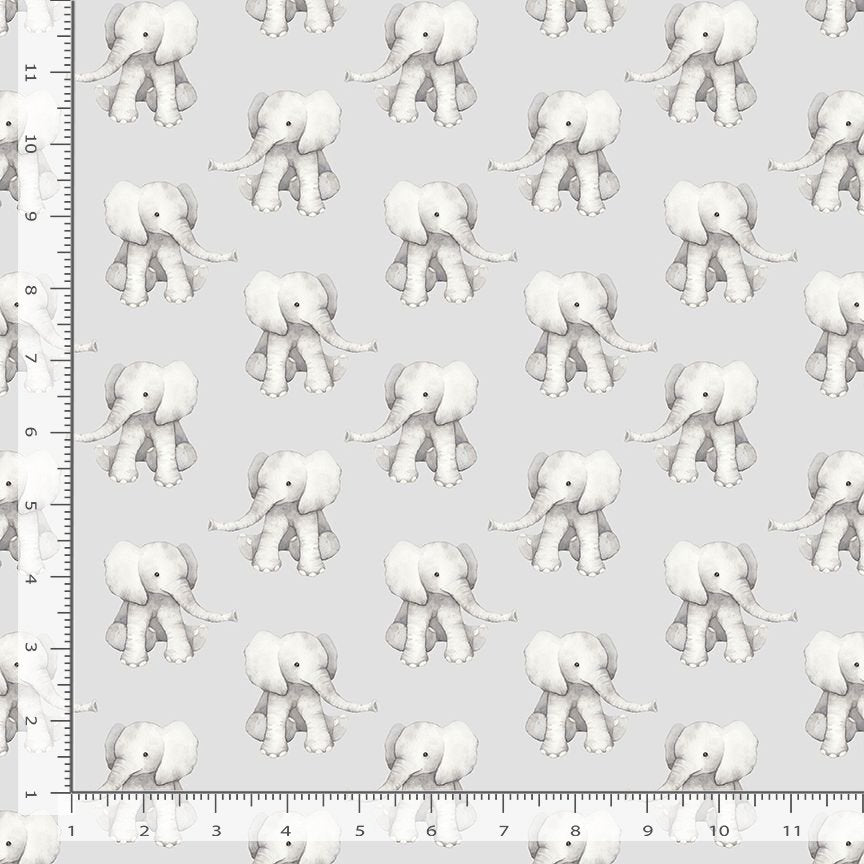 ABCs of Love Quilt Fabric - Elephantastic in Ash Gray - STELLA-DNS3662 ASH
