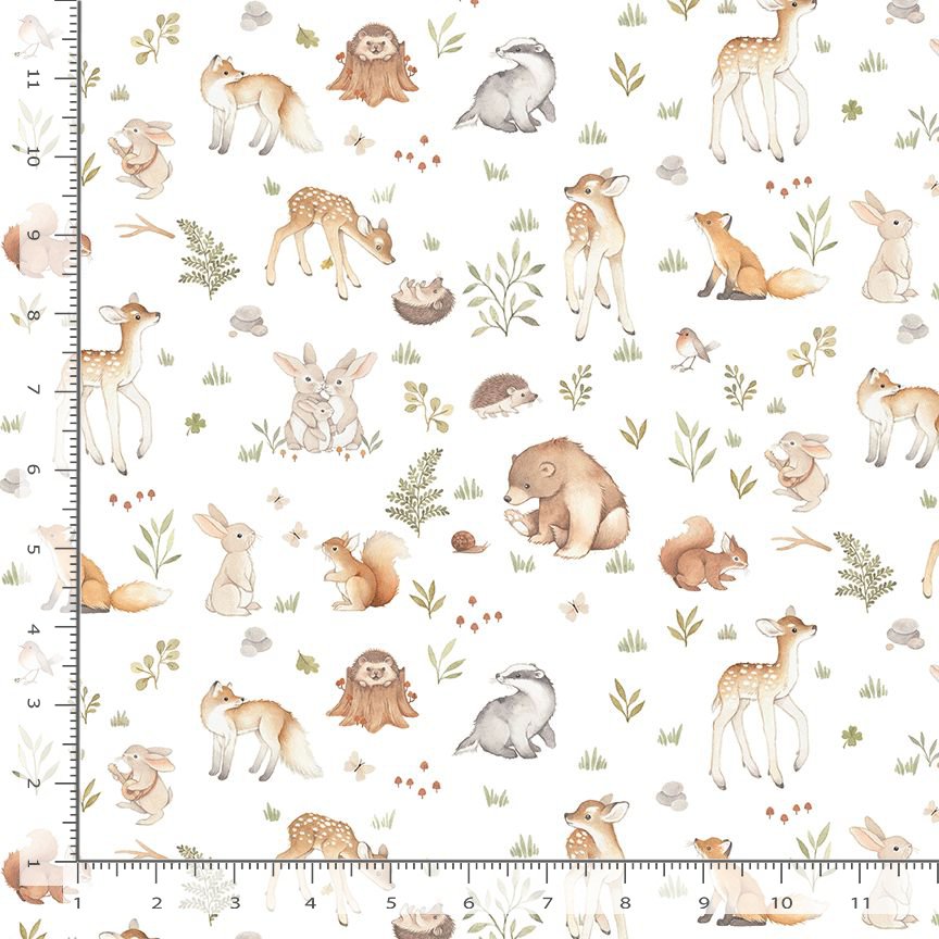 ABCs of Love Quilt Fabric - Enchanted Woods in White/Multi - STELLA-DNS3667 WHITE