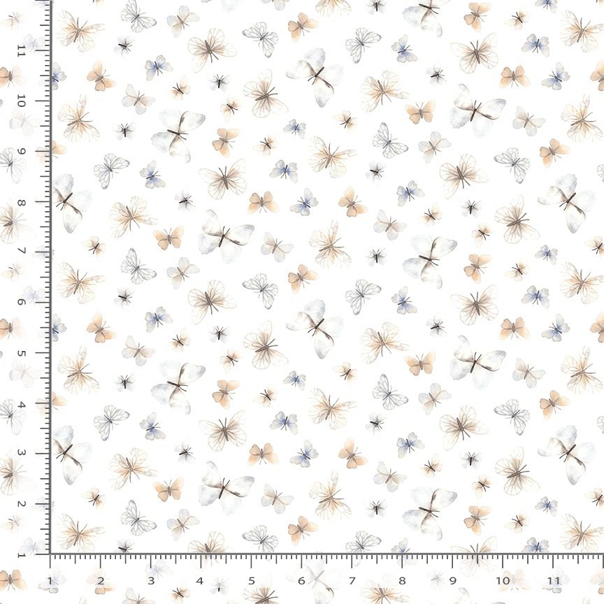 ABCs of Love Quilt Fabric - Flutter in White - STELLA-DNS3663 WHITE