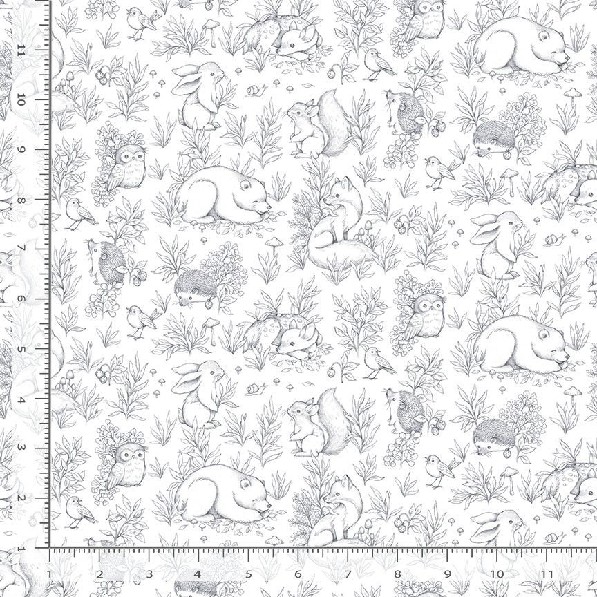 ABCs of Love Quilt Fabric - Forest Whispers in Iron Gray/White - STELLA-DNS3666 IRON