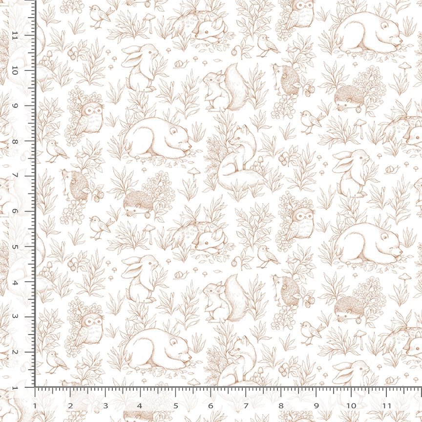 ABCs of Love Quilt Fabric - Forest Whispers in Taupe/White - STELLA-DNS3666 TAUPE