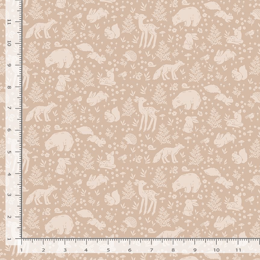 ABCs of Love Quilt Fabric - Woodland Wanderers in Tan - STELLA-DNS3665 TAN
