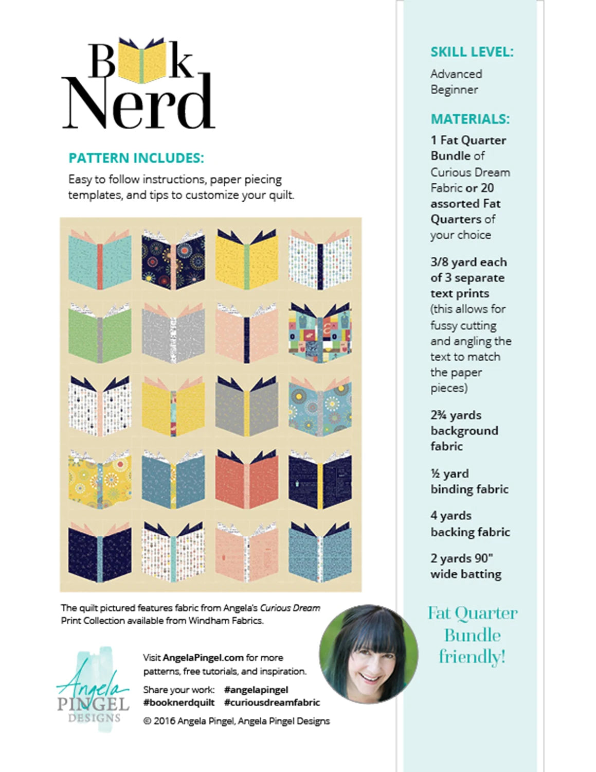 Book Nerd Quilt Pattern by Angela Pingel Designs - APBN105