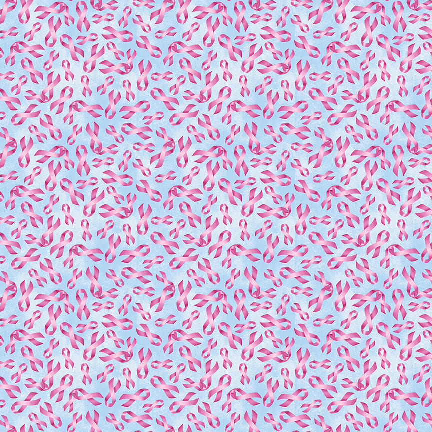 A Pink Celebration Quilt Fabric - Ribbon Toss in Light Blue - 7311-11