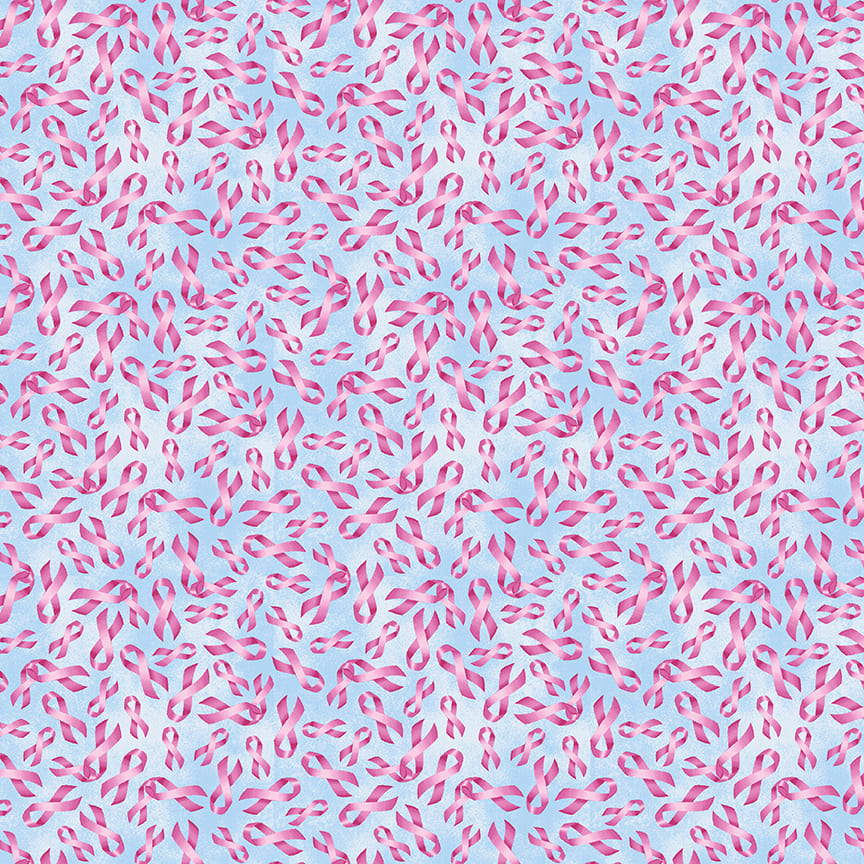 A Pink Celebration Quilt Fabric - Ribbon Toss in Light Blue - 7311-11