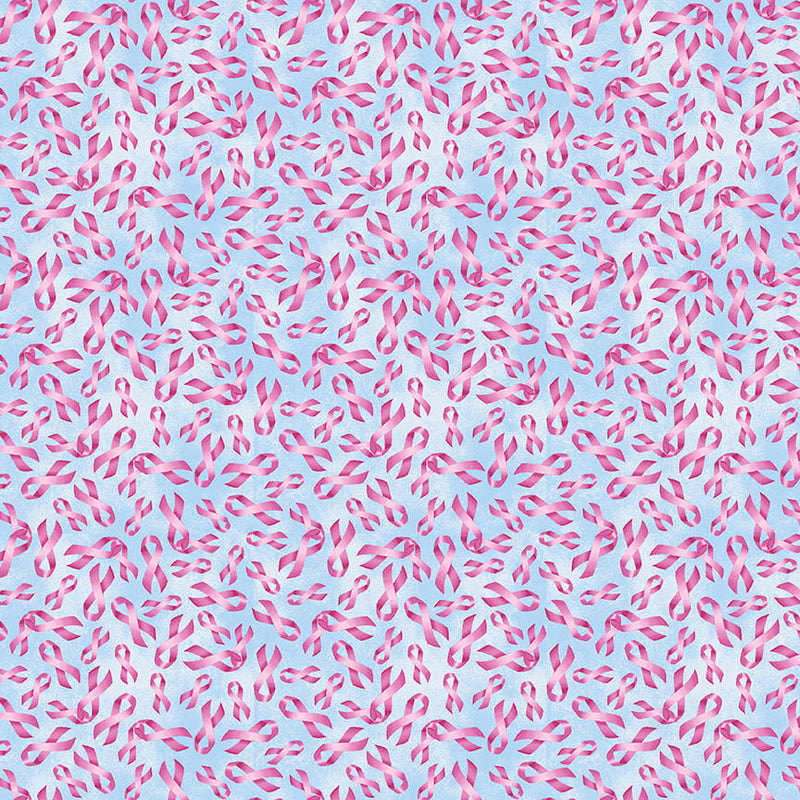A Pink Celebration Quilt Fabric - Ribbon Toss in Light Blue - 7311-11