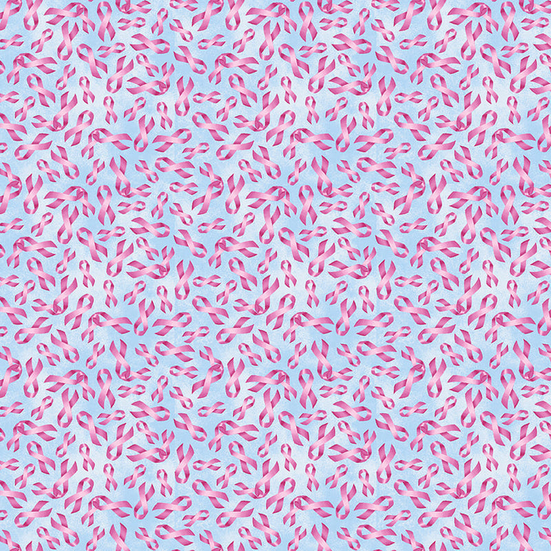 A Pink Celebration Quilt Fabric - Ribbon Toss in Light Blue - 7311-11