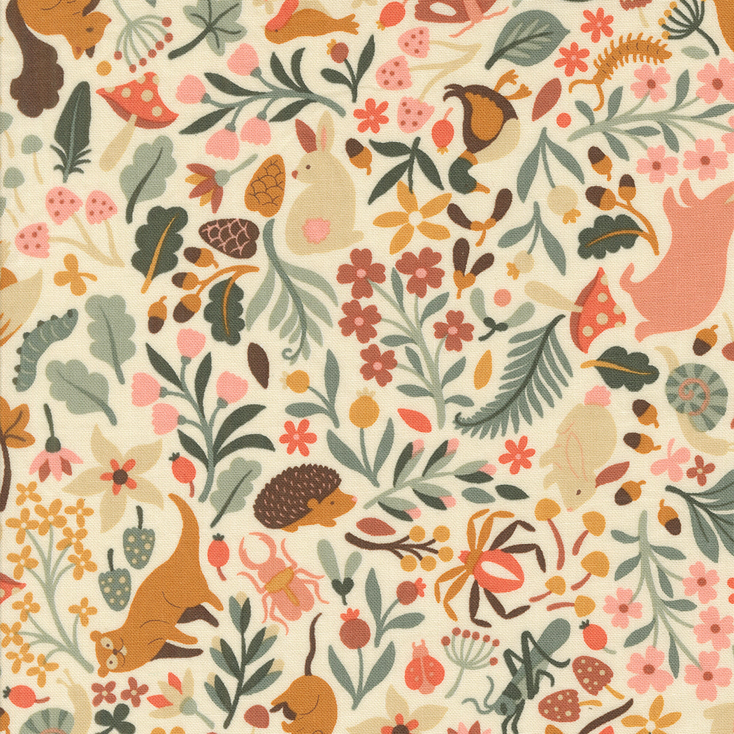 Acorn Hollow Quilt Fabric - Flora and Fauna in Ecru - 30760 11