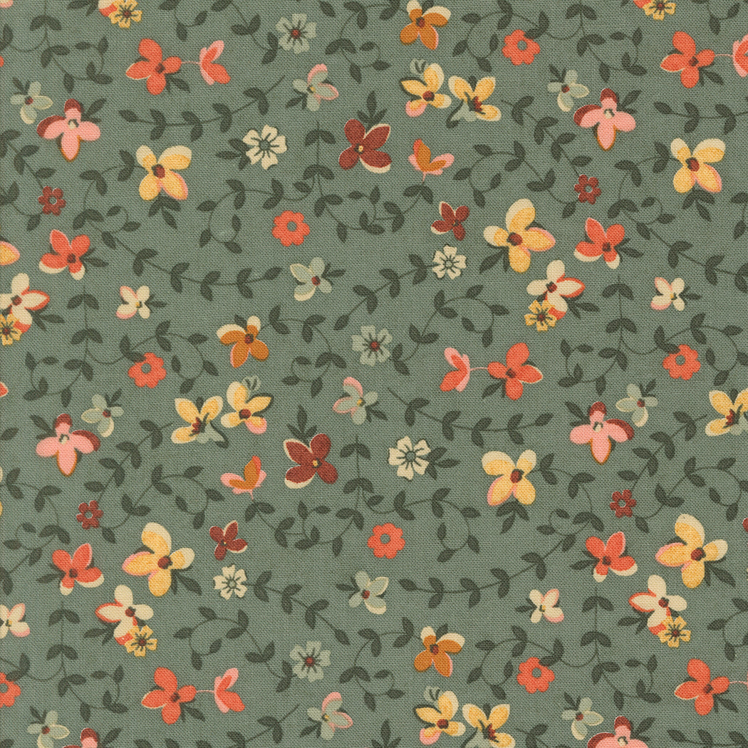 Acorn Hollow Quilt Fabric - Gather Small Floral in Eucalyptus Green - 30761 16
