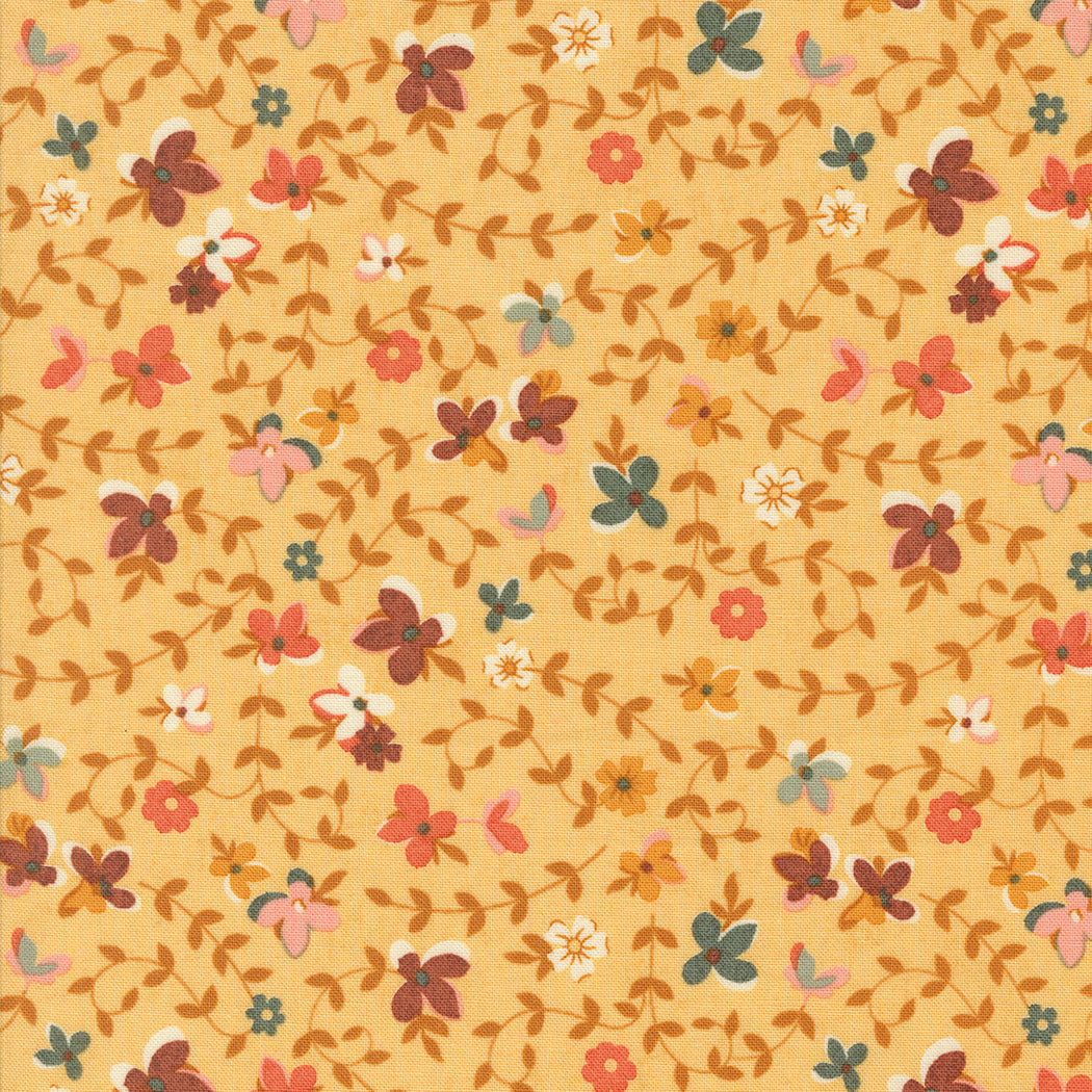 Acorn Hollow Quilt Fabric - Gather Small Floral in Maize Gold - 30761 12