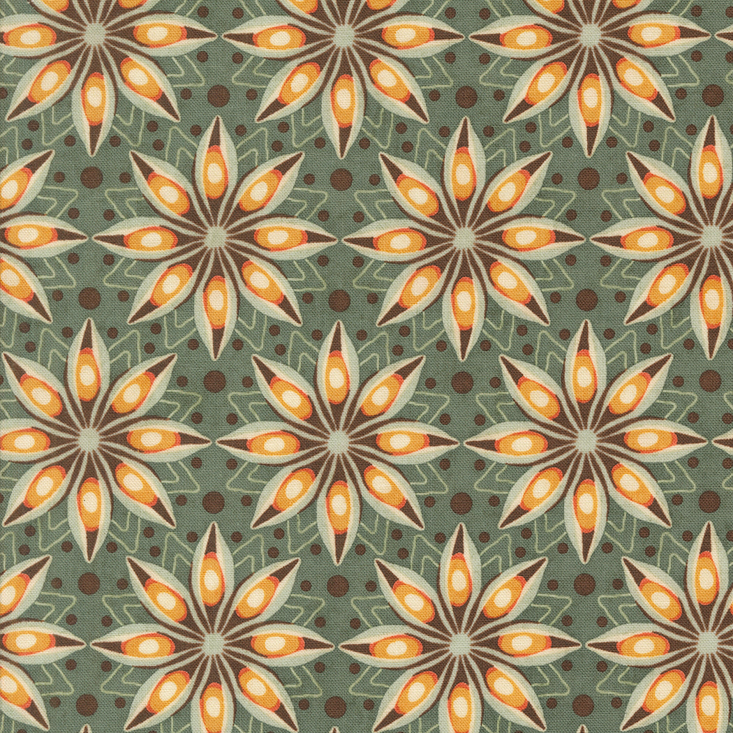 Acorn Hollow Quilt Fabric - Spiced Floral in Eucalyptus Green - 30762 19