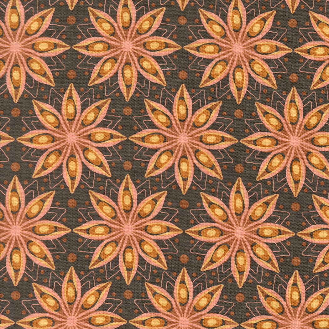 Acorn Hollow Quilt Fabric - Spiced Floral in Soil Brown - 30762 11