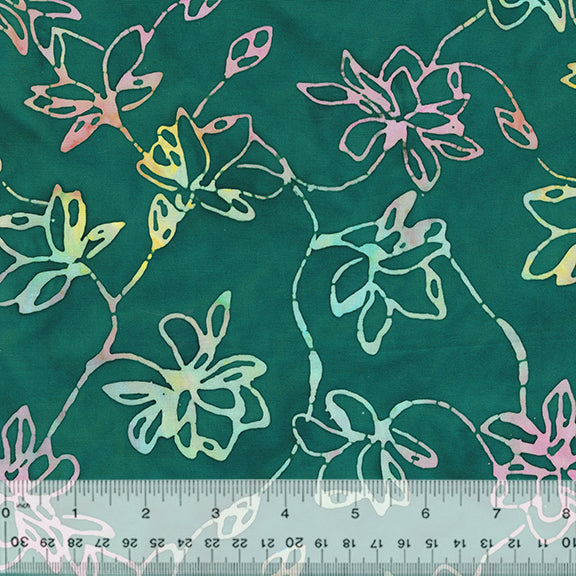 Adore Batik Quilt Fabric - Lotus in Dark Teal - 2716Q-X