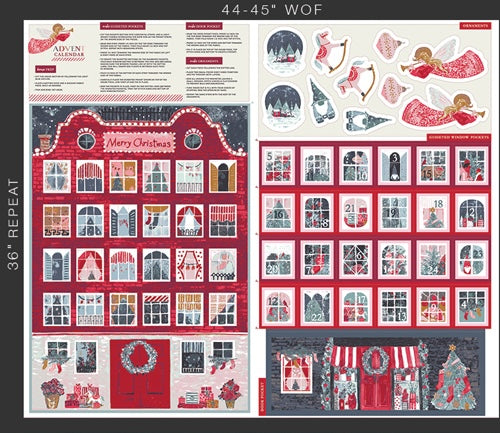 Adventale Quilt Fabric -  Advent Calendar Panel - ADV25919 - SOLD AS A 36" PANEL