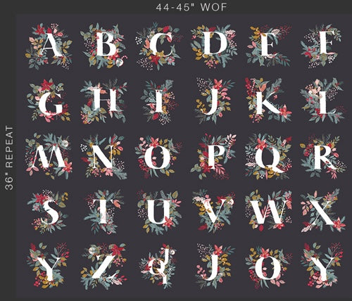 Adventale Quilt Fabric -  Jingle All the Letters Panel - ADV25918 - SOLD AS A 36" PANEL