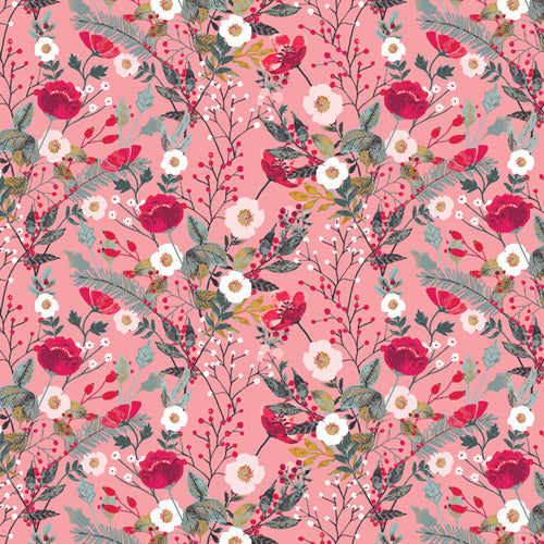 Adventale Quilt Fabric - Merriment Flora in Pink - ADV25906
