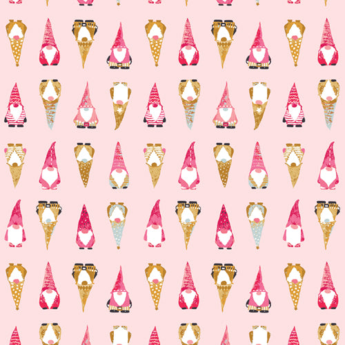 Adventale Quilt Fabric - Playful Gnomes in Sweet Pink - ADV25908