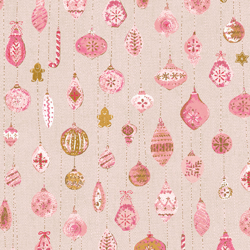 Adventale Quilt Fabric - Sugared Ornaments in Pink - ADV25905