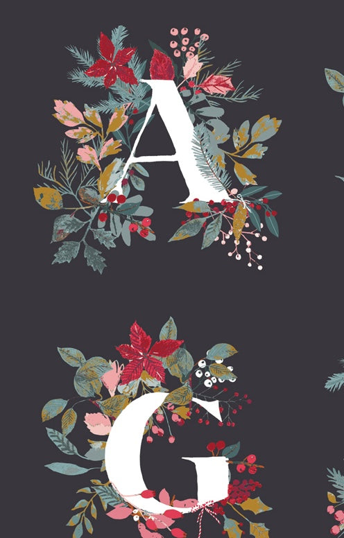 Adventale Quilt Fabric -  Jingle All the Letters Panel - ADV25918 - SOLD AS A 36" PANEL