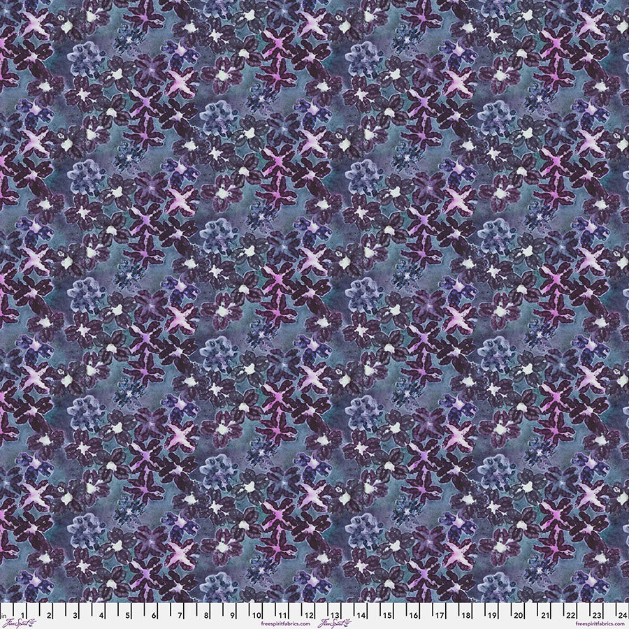 After the Rain Quilt Fabric - Floral Fossil in Dew Blue/Purple - PWDB062.DEW