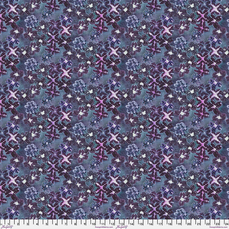 After the Rain Quilt Fabric - Floral Fossil in Dew Blue/Purple - PWDB062.DEW