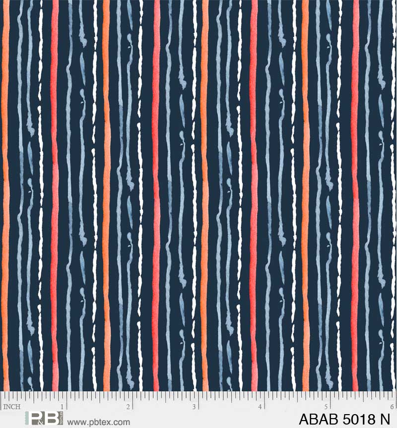 Ahoy Baby Quilt Fabric - Stripes in Navy Blue - ABAB 5018 N