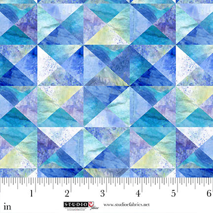 Air Mail Quilt Fabric - Geometric in Pacific Blue - 8503-76