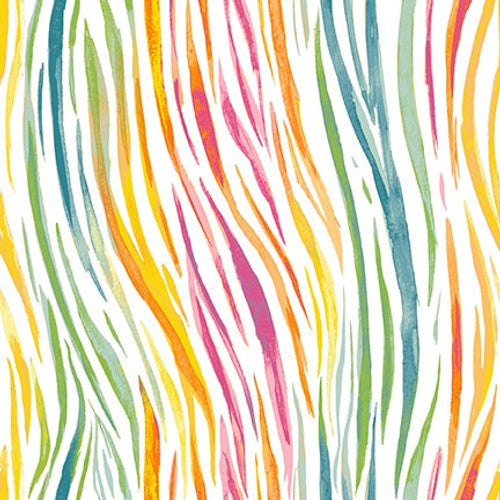 All Big Things Start Small Quilt Fabric - Rainbow Zebra Stripes in Multi - 7317-246