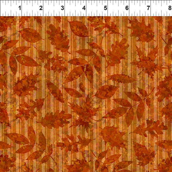 All Blue Ridge Shop Hop 2026 Quilt Fabric - Leaves on Stripes - 8BR 1