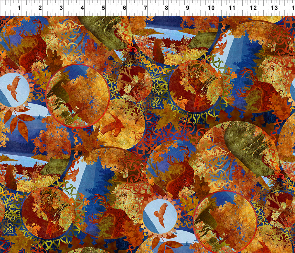 All Blue Ridge Shop Hop 2026 Quilt Fabric - Mountain Circles in Rust - 5BR 1