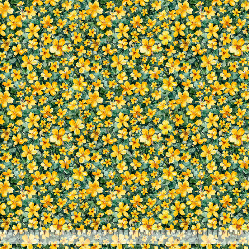 All Carolinas Shop Hop 2025 (ACSH) Quilt Fabric - Jessamine Blossom Toss in Green/Yellow - 2600 31366 GS