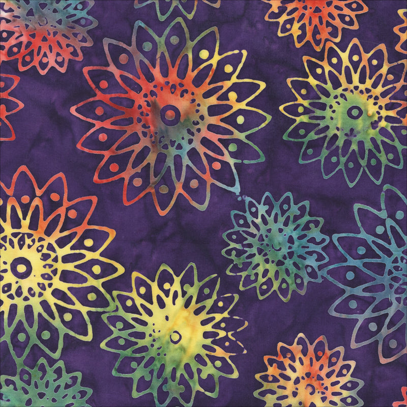 Allure Batik Quilt Fabric - Floral Burst in Celebration Purple/Multi - 2943Q-X