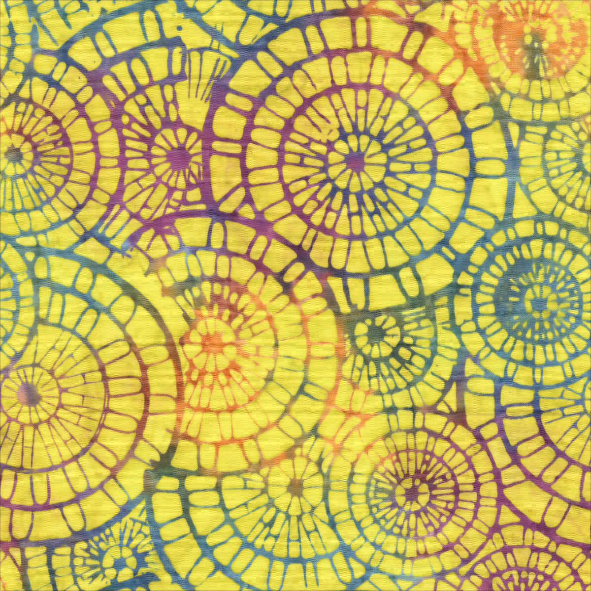 Allure Batik Quilt Fabric - Gears in Citrus Yellow - 2936Q-X