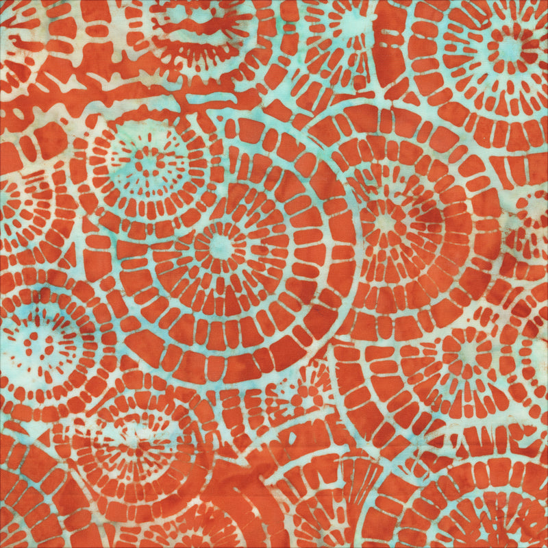 Allure Batik Quilt Fabric - Gears in Outrageous Orange - 2934Q-X