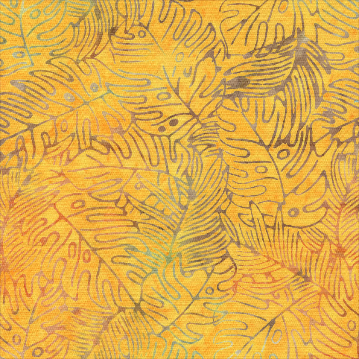 Allure Batik Quilt Fabric - Fall Leaves in Tango Yellow - 2935Q-X