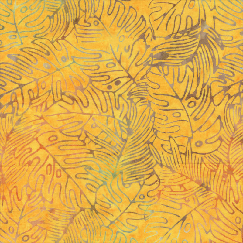 Allure Batik Quilt Fabric - Fall Leaves in Tango Yellow - 2935Q-X