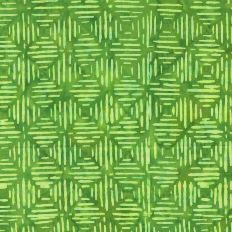 Allure Batik Quilt Fabric - Line Squares in Green Screen - 2938Q-X