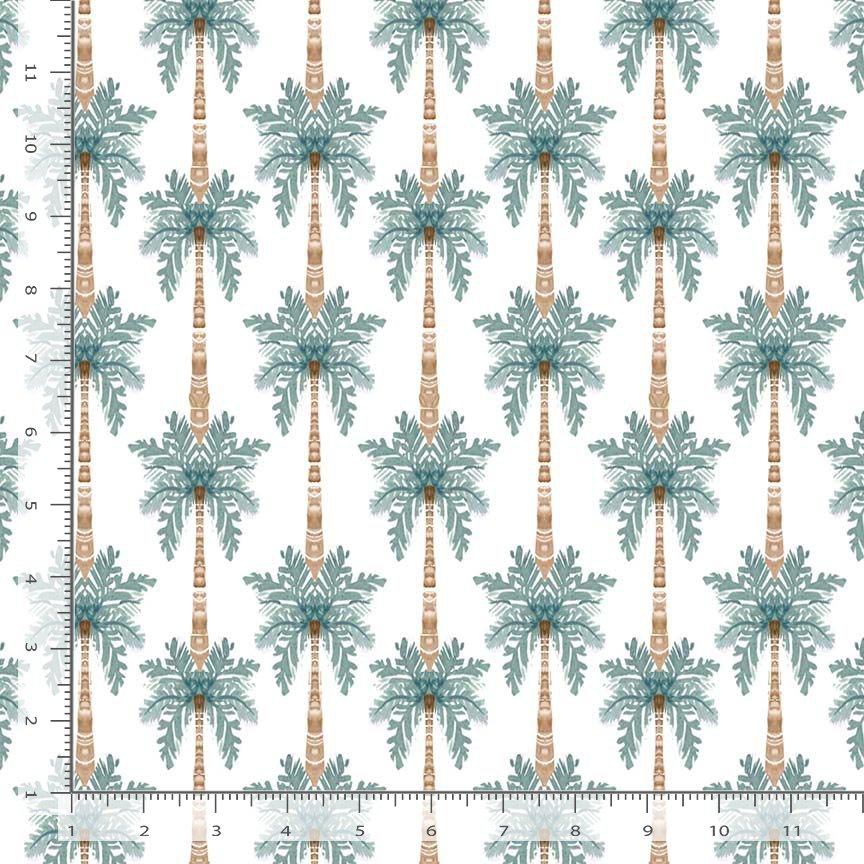 Aloha Quilt Fabric - Palm Trees in White/Green - STELLA-DCJ3386 WHITE
